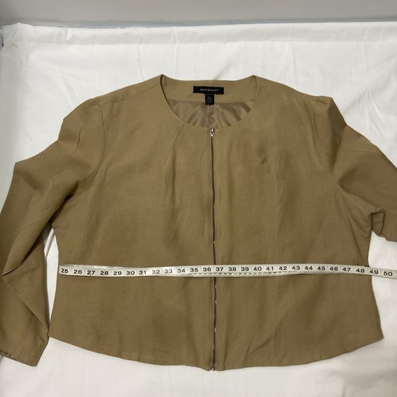 ASHLEY STWART,WOMEN,TAN,ZIP FRONT,SHORT TAILORED,LINEN BLEND JACKET.SIZE-20 - Picture 5 of 10
